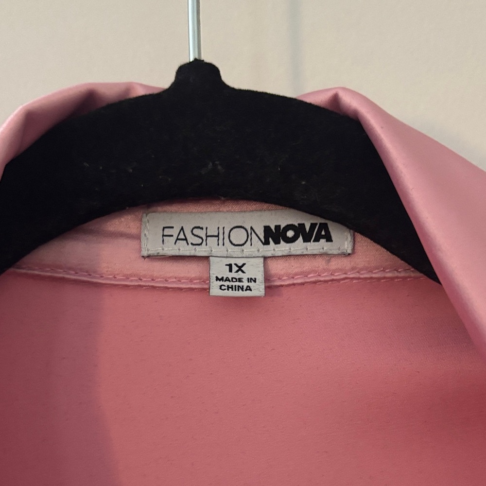 Fashion Nova Pink Satin Shirt “Run this Show” - Picture 2 of 8